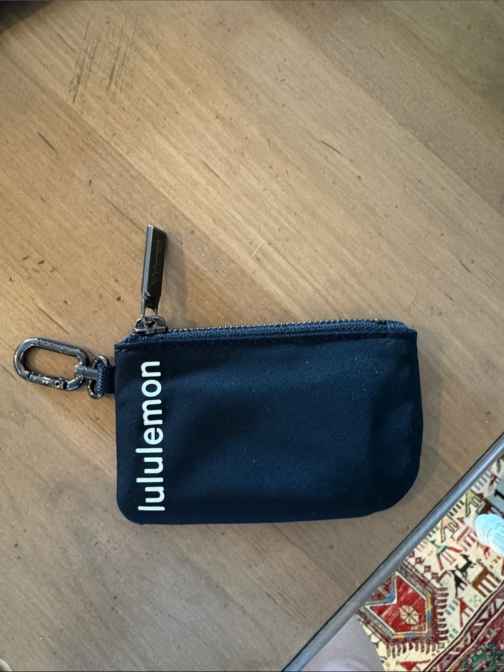 lululemon athletica small black key pouch with white logo